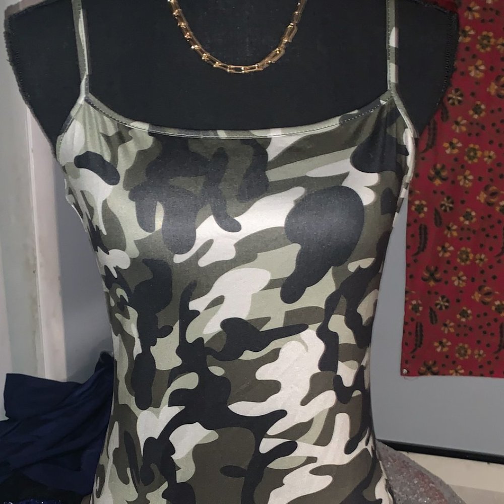 Cute Camo Stretch Tank Dress